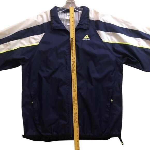 Adidas 3 Stripe Full Zip Windbreaker Jacket Mens Size XL Wooshing 90s VTG Neon - Picture 14 of 16